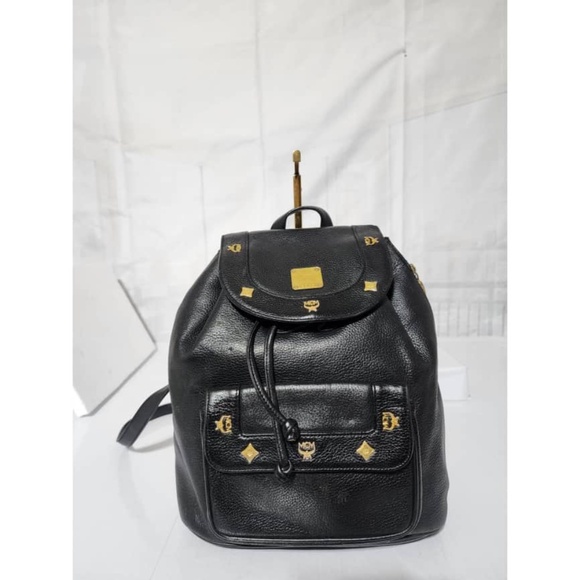 Authentic MCM Vintage Leather Drawstring Backpack Black - Picture 13 of 13